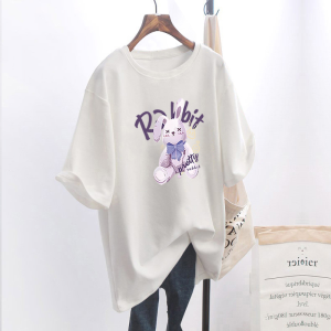 Loose Short Sleeve T-Shirt Womens Summer New Style 2025 Pink round Neck Mid-Length Fashionable Unique Clothes Popular This Year