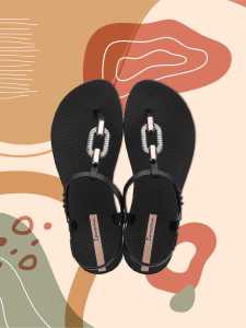 Ipanema New Womens Sandals Chain Flat Bottom Toe Post Beach Anti-slip Soft Bottom Casual Roman Style Low Help PVC Material