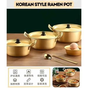 Korean Ramen Pot Noodle Golden Yellow K Drama Bowl With Handle Periuk Mi Sup Ramyun 韩式拉面锅