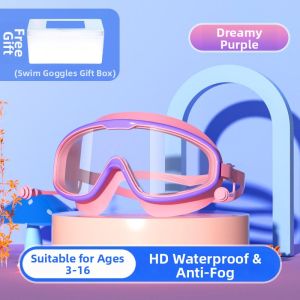 CAPEZIO | Waterproof Anti-fog Nose Bridge Attached HD Large Frame Swimming Goggles