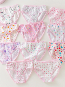 LJMOFA ‌3 Pcs Girls Briefs Comfort 100% Cotton Cute Print Pink Underwear for Girl 3-12 Yrs