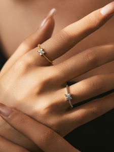 แหวนแฟชั่นสตรี Modian S925 เงินแท้ประดับเพชร Kilat ดีไซน์โคลเวอร์สี่ใบสําหรับการเดินทาง