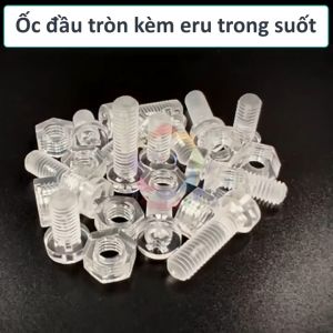 Ốc nhựa M4 đầu tròn vít rãnh chữ thập Bu lông 4 li kèm đai ốc nhiều kích thước chuyên dụng cho đồ trang trí phụ kiện đèn