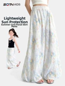 SQTN.KIDS | Anti-mosquito Floral Ice Silk Wide-leg Pants