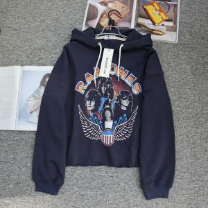 ผู้หญิง เสื้อฮู้ด เสื้อสเว็ตเชิ้ต หลวม ฟิต ลำลอง สไตล์สปอร์ต เสื้อท่อนบน 80 ผ้าฝ้าย แขนยาว ความยาวสั้น สไตล์การเดินทาง การ์ตูน ลาย