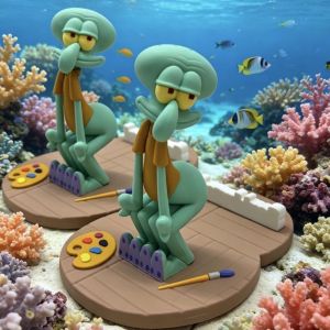 Bandai | New SpongeBob SquarePants Series Squidward Mobile Phone Stand - Wacky Abstract Practical Birthday Gift Anime Figure Cosplay Toy
