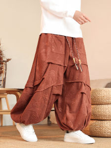 Mens Loose Fit Thickened Lantern Pants Orlon Sport Trousers Winter Lazy Style Wide Leg Long Trousers Couples Style