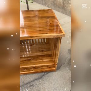 SLK ชั้นวางของข้างเตียงไม้สัก ขนาด 50*50*50 ซม. (กว้าง*ลึก*สูง) สีใส