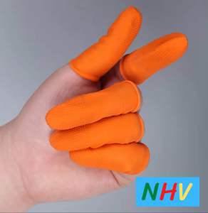 [ Túi 300pcs] Bọc ngón tay cao su màu cam gai sần