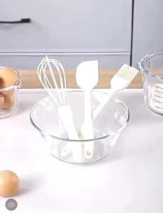 3pcs Utensil Mixer Spatula Set Cooking Baking Tools Equipment Sets Egg Beater Whisk Scraper Spatula Oil Brush Hand Mixer For Baking Silicone Baking Kitchenware Set