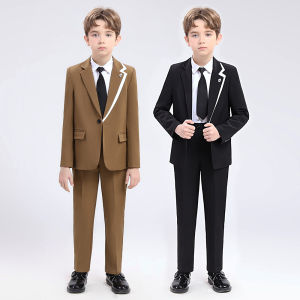 2PCS Blazer For Kid 2026 British Personality Children Gentlemen Dinner Dress Piano Host Speeches Formal Suits Set For Boys