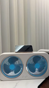 🌈 My Lifes 🌈พัดลมสองหัว ชาร์จ USB พัดลมเดสก์ท็อปขนาดเล็กแบบ สามารถติดผนังหรือตั้งได้