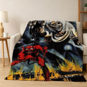 Beast Kingdom | Band 3D I-Iron Cool M-Maiden-N Singer Flannel Blanket Soft Throw Art For Home Decor Sofa Naps Picnic Gifts Halloween Present