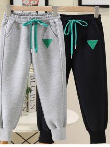 Spring Autumn Childrens Sports Pants Boys Casual Long Trousers Outerwear Non-Fleece Cotton Trousers for Kids Aged 3-12