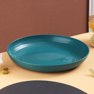 4pcs Cream Wheats Straw Plates Set Plastic Unbreakable Deep Dinner Plate ReusableLightweight Home and Kitchen Storage Tray