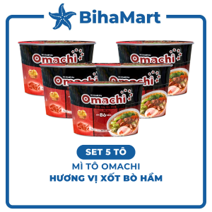 [SET 5 TÔ] - MASAN - Mì tô khoai tây Omachi hương vị Xốt Bò Hầm Mì Omachi Xốt bò hầm tô Mì khoai tây Omachi tô (93g/tô)