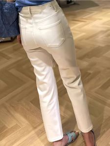 Womens Straight Leg Fleece Lined Jeans High Waist Cotton Stretch Denim Comfortable Soft Casual Trousers for All Seasons