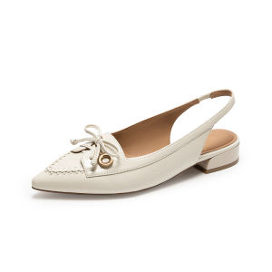 Natursun French Style Open-Toe Pointed Toe Sandals Womens Summer New Elegant Versatile Ladylike Fashion Low Heel Leather