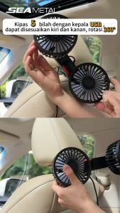SEAMETAL Kipas Angin Mobil Ganda Pengisi Daya USB