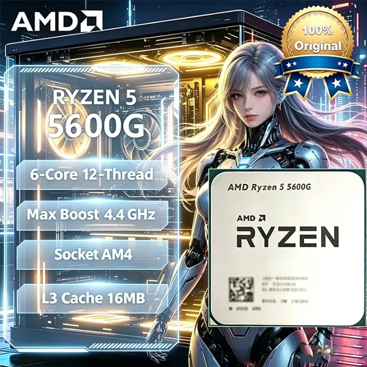 AMD | AMD Ryzen 5 5600G AMD R5 5600G CPU 6-Core 12-Thread 4.4GHz Unlocked Desktop Processor Socket AM4 Gaming CPU Without Package
