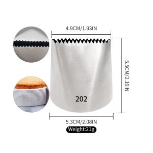 1/3PCs Stainless Steel Cake Piping Nozzle Set with Serrated & Flat Edge Tips for DIY Cake Making Cupcake Decorating Icing Cream