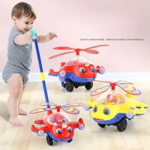 GQBN44V3 with Bell Baby Walker Toy Gifts Detachable Childrens Hand Push Airplane  Interactive Baby Toddler Stroller Toy for Kids Boys and Girls