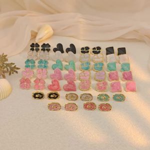 Stainless Steel Gold Plated Oil Painting Rose Stud Earring for Women Statement Retro Flower Stud Earring Jewellery for Women