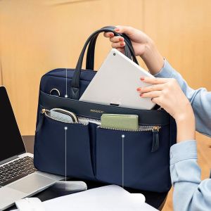 กระเป๋าสตางค์หนัง Oxford Business สำหรับผู้ชายและผู้หญิง ความจุขนาดใหญ่ กระเป๋าใส่โน้ตบุ๊ก 16 นิ้ว กระเป๋าสะพายไหล่แบบลำลอง