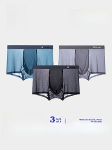 HLA | Mens Ice Silk Mesh Boxer Shorts Breathable Ultra Antibacterial Seamless Flat Angle Underwear Comfortable Sporty Mid Waist