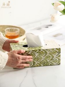 ลอดเสียง กล่องกระดาษทิชชู เปลือกสีธรรมชาติ พร้อมเดสก์ท็อปสร้างสรรค์ห้องนั่งเล่น กระดาษทิชชูหลอดสูบน้ำ