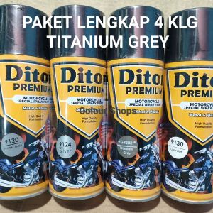 Pilok Cat Diton Premium Paket Lengkap 4 Kaleng Titanium Grey Abu 9282 Primer Grey 9120 Silver 9124 Clear Doff 9130 400cc Pilox Paketan Cat Semprot Special Spray Paint