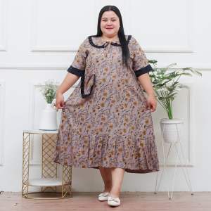 Daster jumbo rayon ld 140 5XL busui muat bb 100kg lengan pendek-Daster jumbo rayon premium terbaru