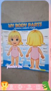 Poster Dinding Edukasi Belajar Gambar Anak My Body Parts Mengenal Anggota Tubuh Perempuan Laki Laki