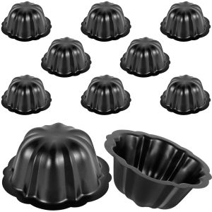 10Pcs Cake Pan Non Stick Coated Carbon Steel Cake Pan Flower Shape Cake Baking Pan Cake Baking Mold for Baking Cake Oven