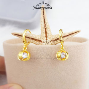 Khuyên Tai Titan Bông Tai Mạ Vàng 18K Đính Đá Cầu Bi Ngắn Cách Điệu Thanh Lịch Phong Cách Hàn Quốc Trẻ Trung B22V8 | Jewelry Queenn