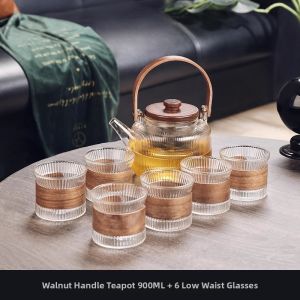 Chinese Style Floral Tea Pot Cup Set Afternoon Tea Equipment Candle Heating Health Pot Brewing Tea Device 947g