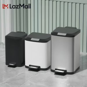 7-18L Household Stainless Pedal Trash Can with Cover for Kitchen Bath garbage bin with Separate Bin