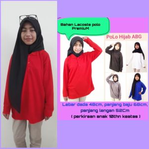 ( BISA COD ) KAOS KERAH ABG LENGAN PANJANG - kaos hijab ABG  - baju kerah polos lengan panjang - Kaos Kerah Lengan Panjang ABG