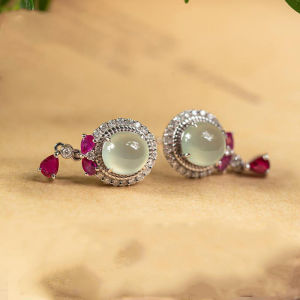 Original Design High Ice Translucent Glass Seed with Large Egg Face Earrings