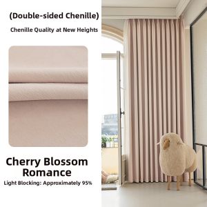 Creamy Style High-end Chenille Blackout Curtains