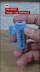 Pin sạc 18500 2000mAh đầu bằng 3.7V màu xanh da trời - Dùng cho thiết bị điện tử