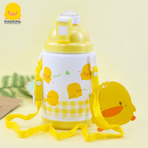 Yellow Duck Baby Straw Water Cup with Handle Practice Drinking Cup for 6 Months plus Anti-Choking Cute Grip Learning to Drink Cup