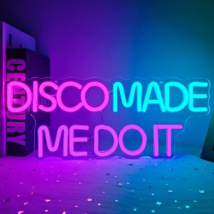 Disco Made Me Do It Neon Sign USB Dimmable LED Neon Light for Music Bar Club Bedroom Disco Fever Party Home Decoration Gift