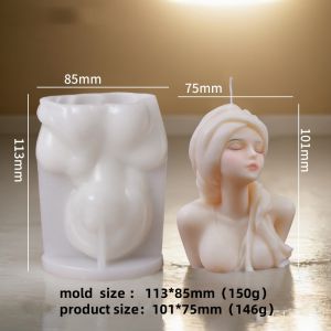 3D Sweet Goddess Candle Silicone Mold Handmade Female Half Body Portrait Aromath Candle DIY Gypsum Resin Molds Home Decor Gift