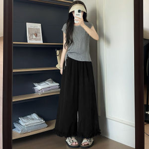 High Waist Wide Leg Pants Womens Summer Thin Section Pear Shape Casual Pants Loose Nine Points Korean Style Straight Tube Pants