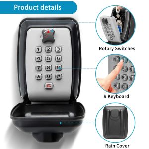 Vỏ bọc chống thấm nước khóa an toàn Treo Tường Hộp có khóa chìa khóa lớn với nút ấn có thể đặt lại 12-Tổ Hợp Số chìa khóa ngoài trời hộp hộp lưu trữ an toàn cho nhà để xe phụ tùng chìa khóa sửa chữa miễn phí Kit