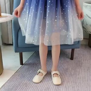 Girls Starry Sky Gradient Princess Dress Summer Sleeveless Fashion Gauze Dress New Years Childrens Birthday Party Present