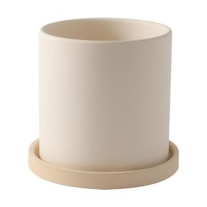 Simplified White Ceramic Plant Pots for Succulents And Orchids with Tray Large Diameter Unglazed Clay Flower Vases Garden Decor