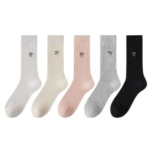 JIAZINI | ถุงเท้าบางสไตล์บัลเลต์พร้อมโบว์สำหรับฤดูร้อน