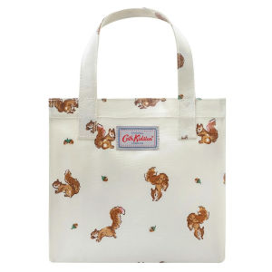 Cath Kidston S Bookbag Small Size Open Handbag กระเป๋าขนาดเล็ก Lunchbag กล่องอาหารกลางวัน Water Resistant Oilcloth Tote ถุงกันน้ำ กระรอกในสวน Cream Bunny Meadow